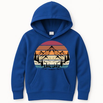 Retro Mountain Hike Hobby Sport Hiker Gift Camping Hiking Gift Kids Hoodie
