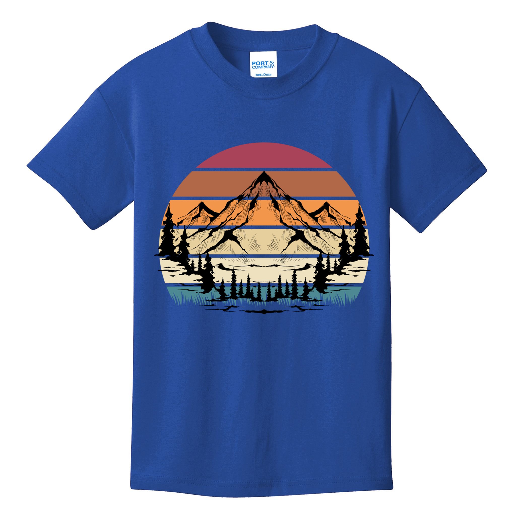 Retro Mountain Hike Hobby Sport Hiker Gift Camping Hiking Gift Kids T-Shirt