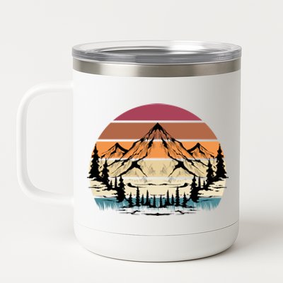 Retro Mountain Hike Hobby Sport Hiker Gift Camping Hiking Gift 12 oz Stainless Steel Tumbler Cup