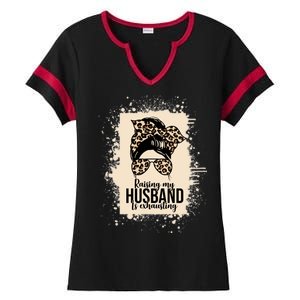 Raising My Husband Is Exhausting Ladies Halftime Notch Neck Tee