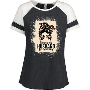 Raising My Husband Is Exhausting Enza Ladies Jersey Colorblock Tee