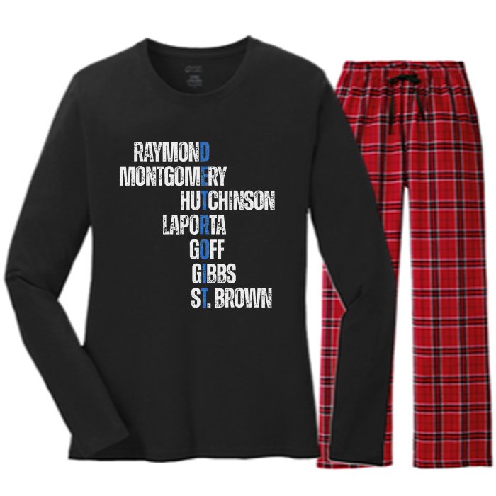 Raymond Montgomery Hutchinson Laporta Gibbs St Brown Women's Long Sleeve Flannel Pajama Set 