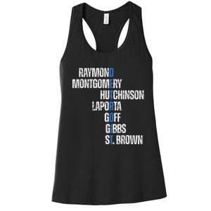 Raymond Montgomery Hutchinson Laporta Gibbs St Brown Women's Racerback Tank