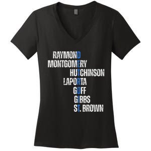 Raymond Montgomery Hutchinson Laporta Gibbs St Brown Women's V-Neck T-Shirt