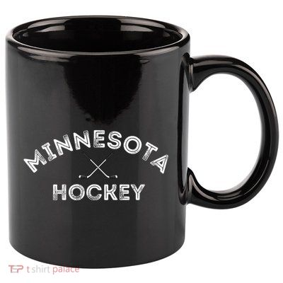 Retro Minnesota Hockey With Hockey Sticks 11oz C Handle Ceramic Mug
