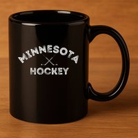 Retro Minnesota Hockey With Hockey Sticks 11oz C Handle Ceramic Mug
