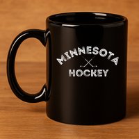 Retro Minnesota Hockey With Hockey Sticks 11oz C Handle Ceramic Mug