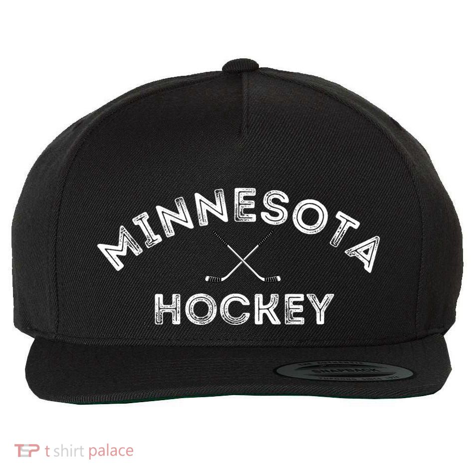 Retro Minnesota Hockey With Hockey Sticks Wool Snapback Cap