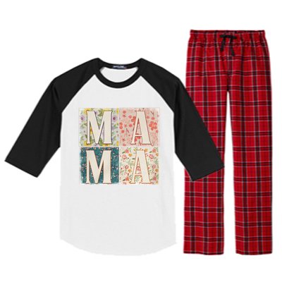 Retro Mama Happy Mother Day Family Matching Raglan Sleeve Pajama Set