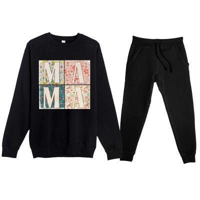 Retro Mama Happy Mother Day Family Matching Premium Crewneck Sweatsuit Set