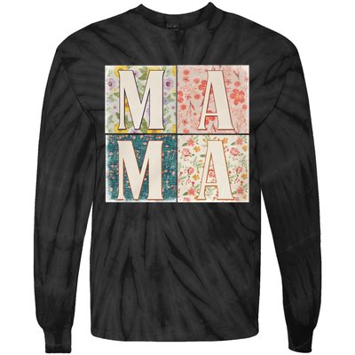 Retro Mama Happy Mother Day Family Matching Tie-Dye Long Sleeve Shirt