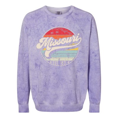 Retro Missouri Home State Mo Cool 70s Style Sunset Colorblast Crewneck Sweatshirt