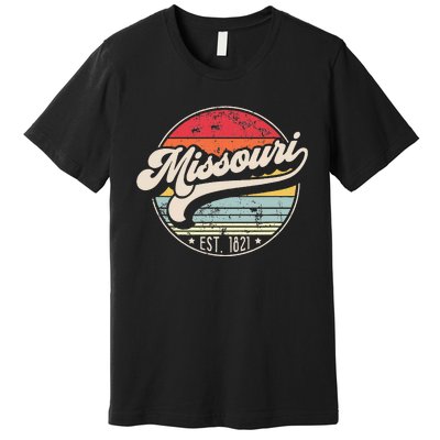 Retro Missouri Home State Mo Cool 70s Style Sunset Premium T-Shirt