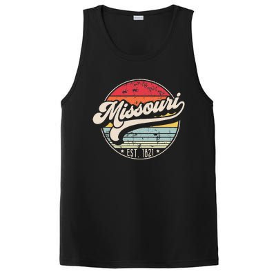 Retro Missouri Home State Mo Cool 70s Style Sunset PosiCharge Competitor Tank