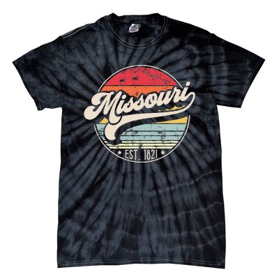 Retro Missouri Home State Mo Cool 70s Style Sunset Tie-Dye T-Shirt