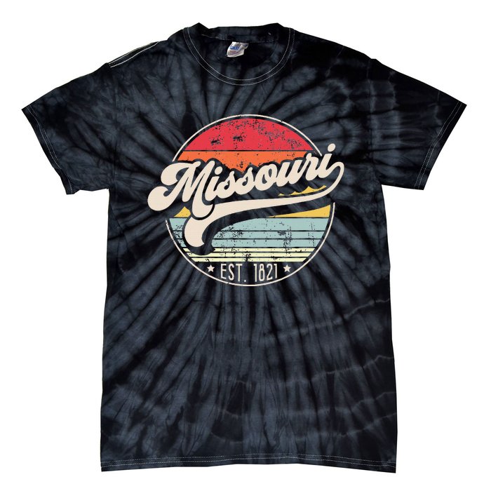 Retro Missouri Home State Mo Cool 70s Style Sunset Tie-Dye T-Shirt