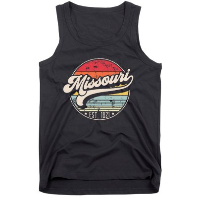 Retro Missouri Home State Mo Cool 70s Style Sunset Tank Top