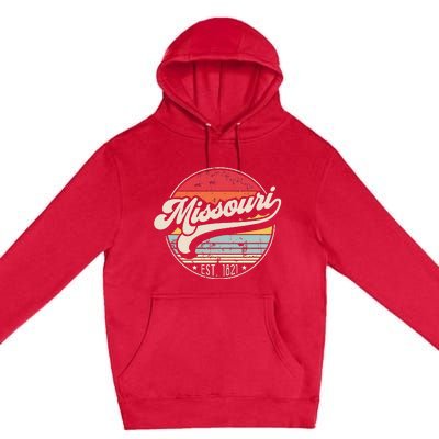 Retro Missouri Home State Mo Cool 70s Style Sunset Premium Pullover Hoodie