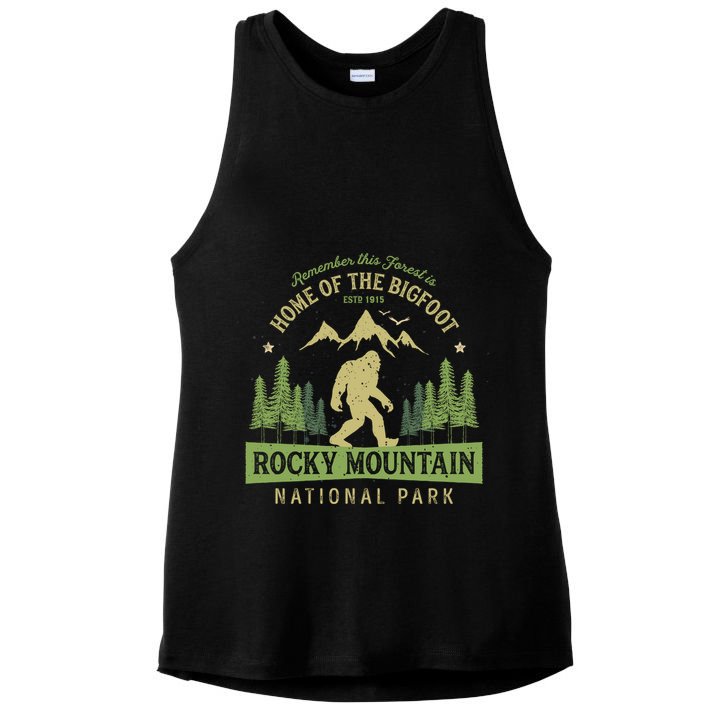 Rocky Mountain Hoodie National Park Vintage Colorado Bigfoot Ladies PosiCharge Tri-Blend Wicking Tank
