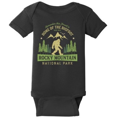 Rocky Mountain Hoodie National Park Vintage Colorado Bigfoot Baby Bodysuit