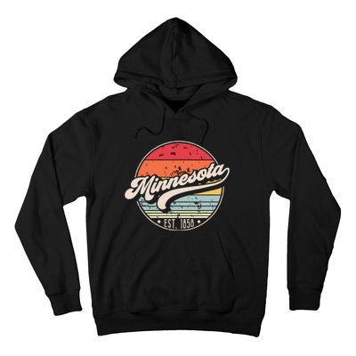 Retro Minnesota Home State Mn Cool 70s Style Sunset Hoodie