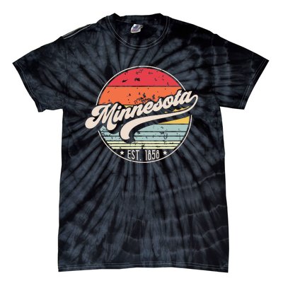 Retro Minnesota Home State Mn Cool 70s Style Sunset Tie-Dye T-Shirt