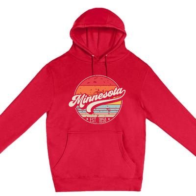 Retro Minnesota Home State Mn Cool 70s Style Sunset Premium Pullover Hoodie