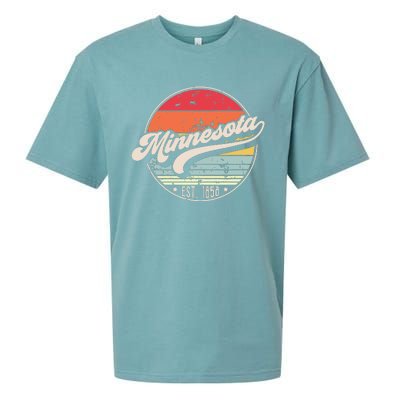 Retro Minnesota Home State Mn Cool 70s Style Sunset Sueded Cloud Jersey T-Shirt