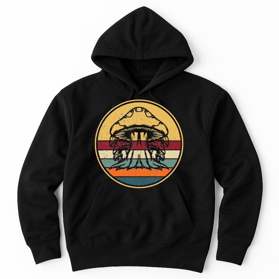 Retro Mushroom Hunter Fungi Foraging Vintage Mycologist Hoodie