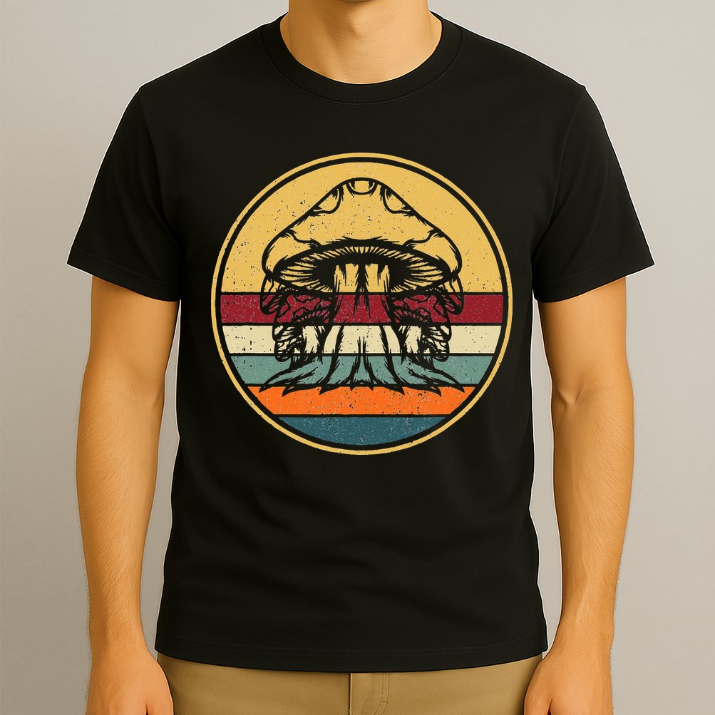 Retro Mushroom Hunter Fungi Foraging Vintage Mycologist T-Shirt