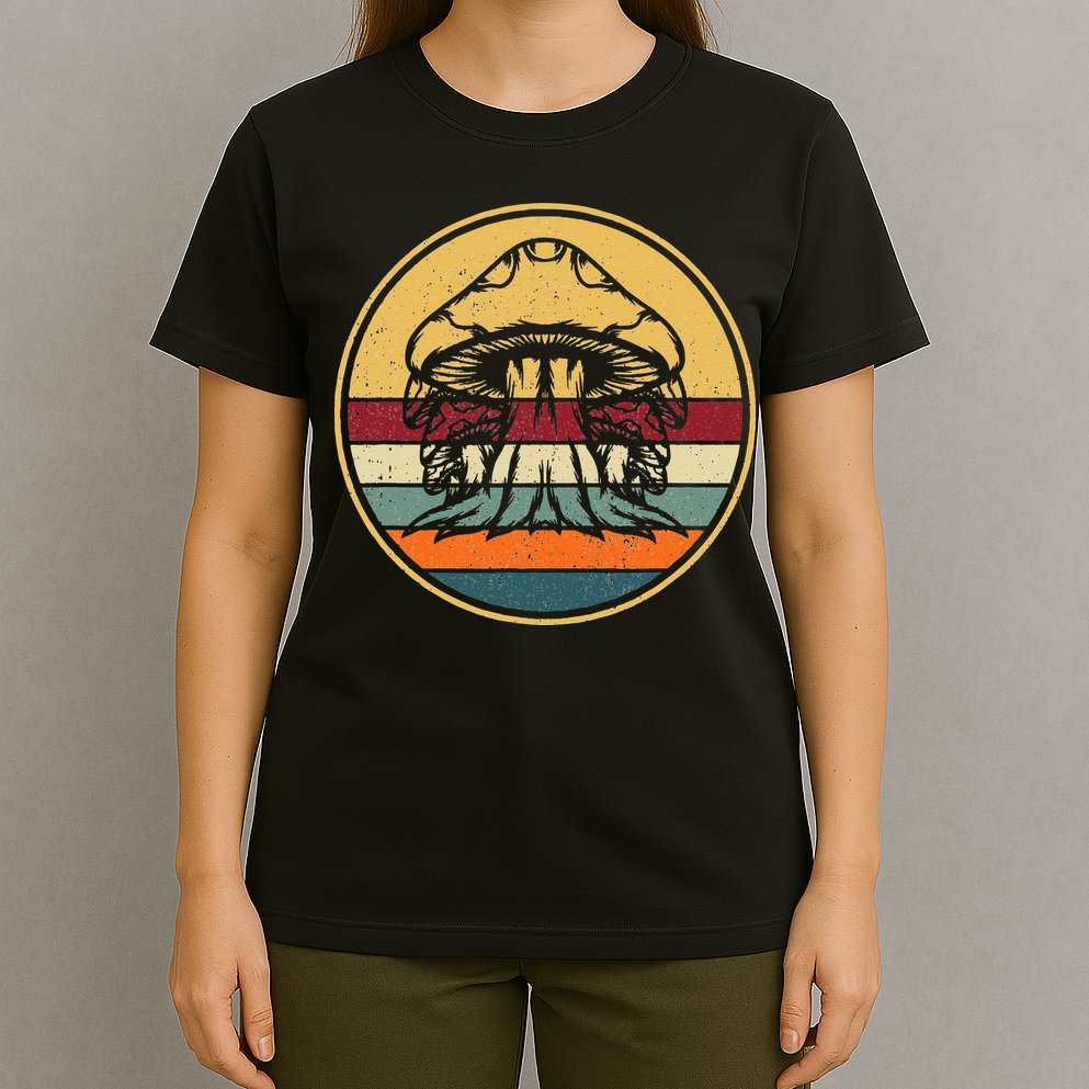 Retro Mushroom Hunter Fungi Foraging Vintage Mycologist T-Shirt