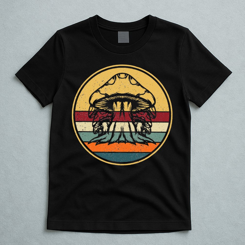 Retro Mushroom Hunter Fungi Foraging Vintage Mycologist T-Shirt