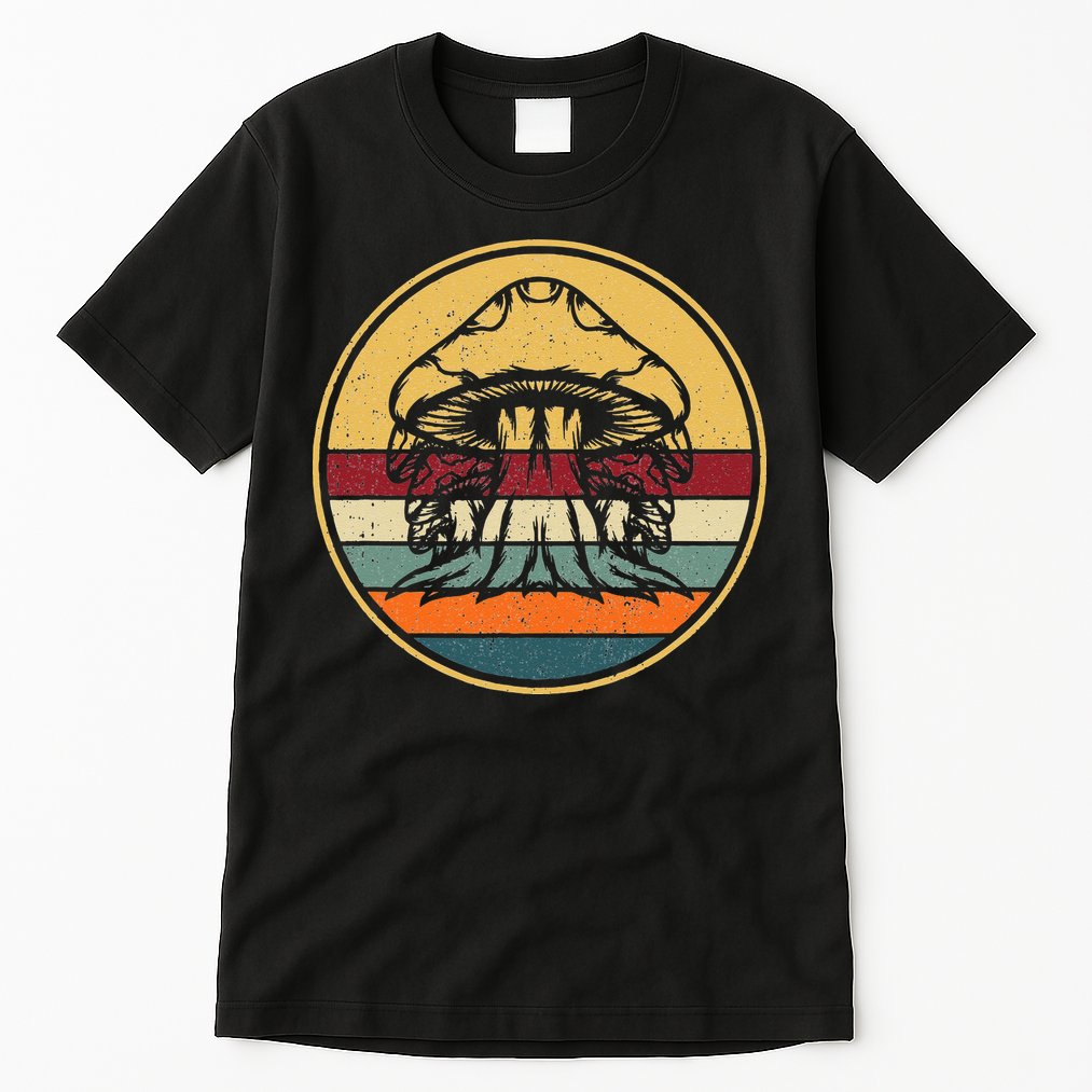 Retro Mushroom Hunter Fungi Foraging Vintage Mycologist Tall T-Shirt