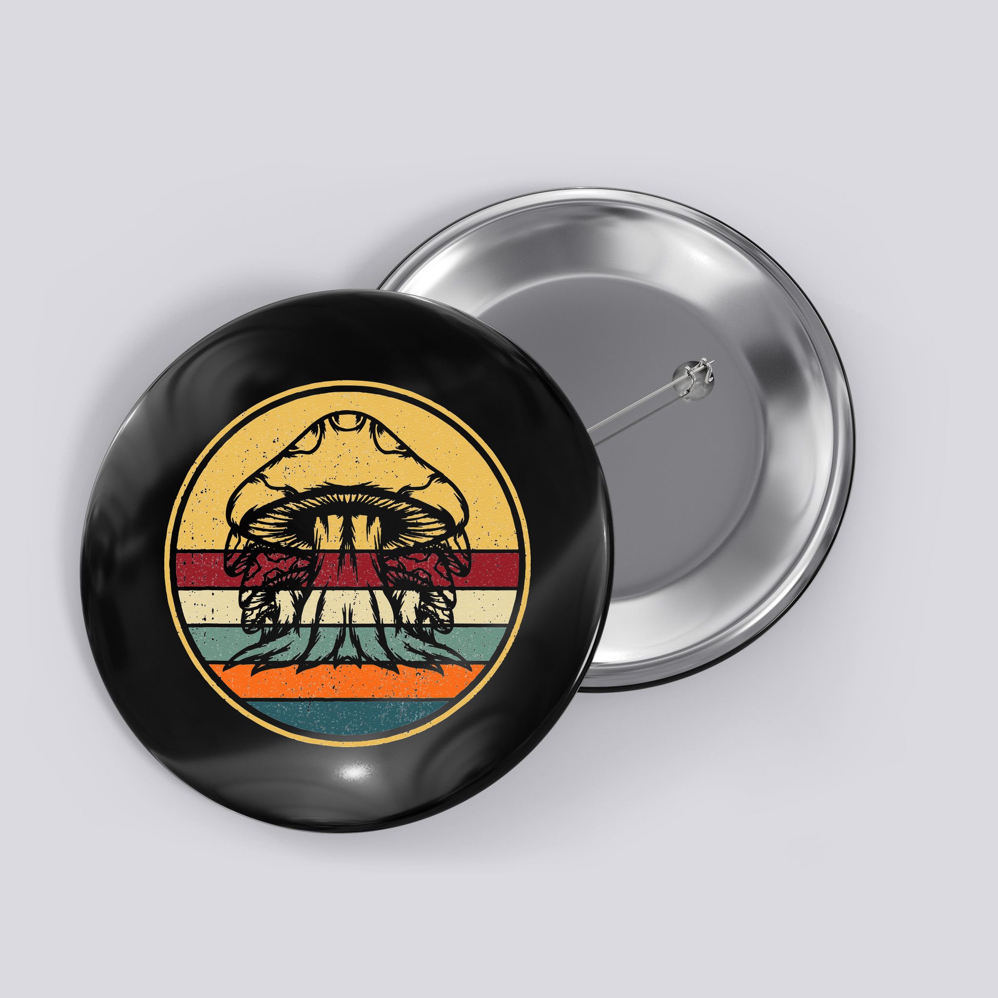 Retro Mushroom Hunter Fungi Foraging Vintage Mycologist Button