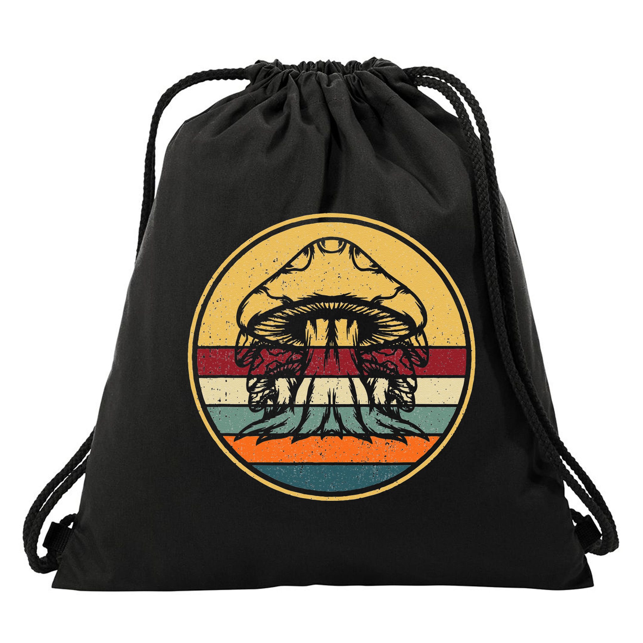 Retro Mushroom Hunter Fungi Foraging Vintage Mycologist Drawstring Bag