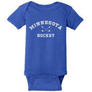 Retro Minnesota Hockey With Hockey Sticks Gift Baby Bodysuit