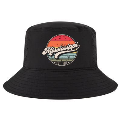 Retro Mississippi Home State Ms Cool 70s Style Sunset Cool Comfort Performance Bucket Hat