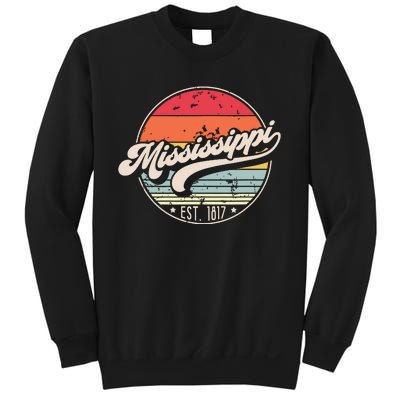 Retro Mississippi Home State Ms Cool 70s Style Sunset Sweatshirt