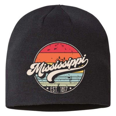 Retro Mississippi Home State Ms Cool 70s Style Sunset Sustainable Beanie