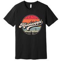 Retro Mississippi Home State Ms Cool 70s Style Sunset Premium T-Shirt