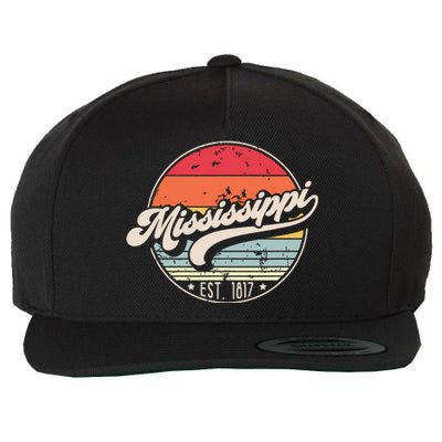 Retro Mississippi Home State Ms Cool 70s Style Sunset Wool Snapback Cap