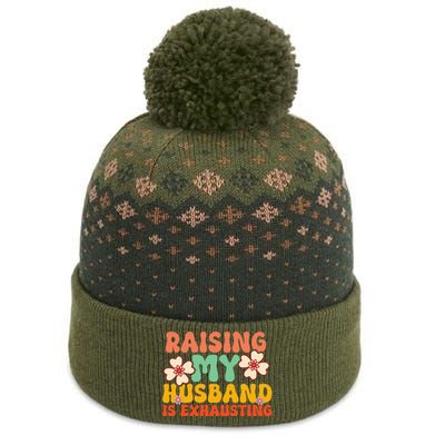 Raising My Husband Is Exhausting Humorous Cute Wife The Baniff Cuffed Pom Beanie