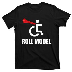 Roll Model Hero Cape Funny Wheelchair Pun Gift T-Shirt