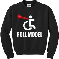 Roll Model Hero Cape Funny Wheelchair Pun Gift Kids Sweatshirt