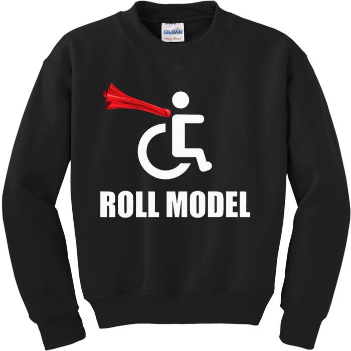 Roll Model Hero Cape Funny Wheelchair Pun Gift Kids Sweatshirt