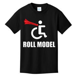 Roll Model Hero Cape Funny Wheelchair Pun Gift Kids T-Shirt