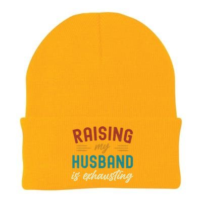 Raising My Husband Is Exhausting Vintage Wife Funny Saying Knit Cap Winter Beanie