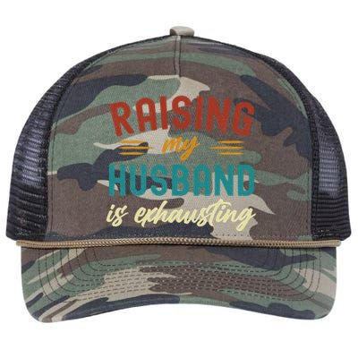 Raising My Husband Is Exhausting Vintage Wife Funny Saying Retro Rope Trucker Hat Cap