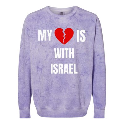 retro My Heart is With Israel I Stand With Israel Colorblast Crewneck Sweatshirt