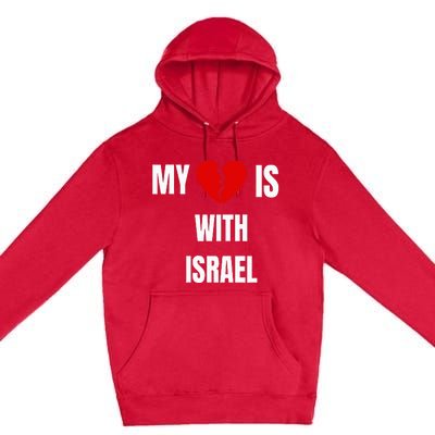 retro My Heart is With Israel I Stand With Israel Premium Pullover Hoodie